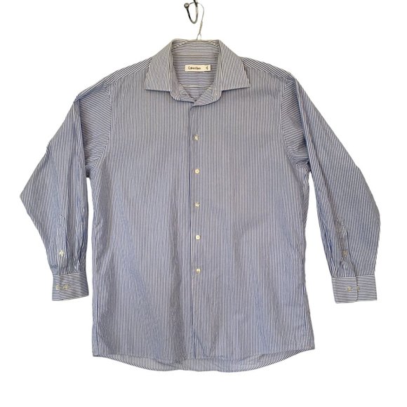 Calvin Klein Other - Calvin Klein Mens Blue White Pin Striped Dress Shirt, Button Front 16 32/33